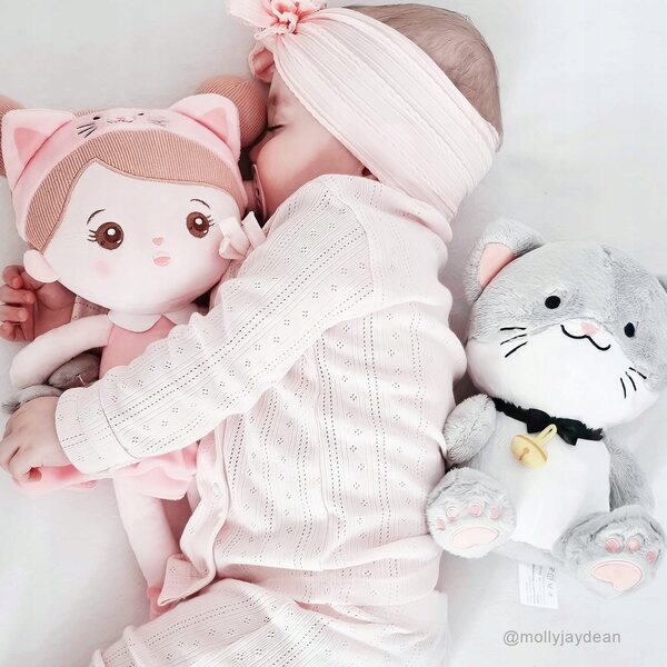 Bambola Morbida per Neonati con Gattino 32 cm - Giocattolo Morbido per Bambini 3+