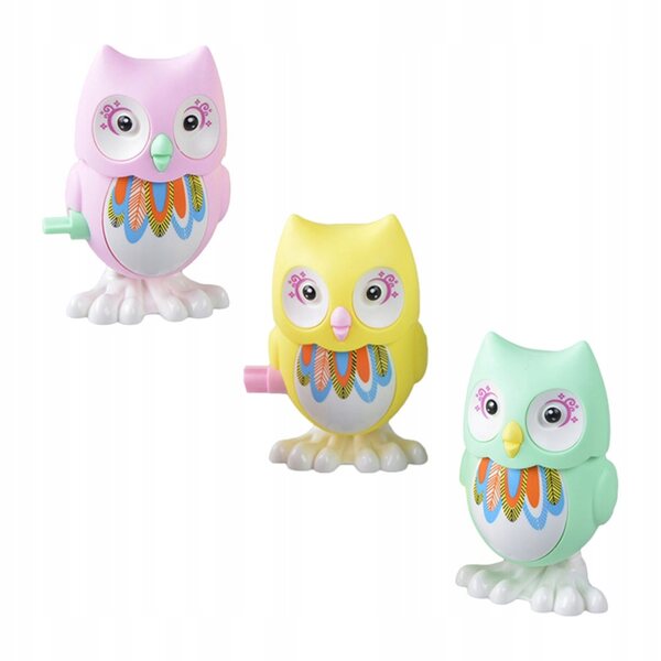 Set mit 3 bunten mechanischen Spielzeugen in Eulenform für Kinder