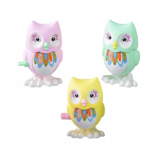 Set mit 3 bunten mechanischen Spielzeugen in Eulenform für Kinder