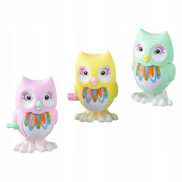 Set mit 3 bunten mechanischen Spielzeugen in Eulenform für Kinder