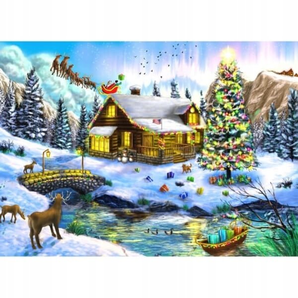Brain Tree Puzzle Weihnachtsszenarien 1000 Teile mit mattem Finish und Zubehör