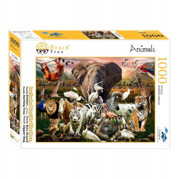 Brain Tree Animals Puzzle 1000 Teile mit Poster und Montagezubehör