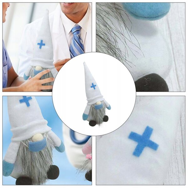 Decorazione Gnom dottore in tessuto blu per casa e bambini