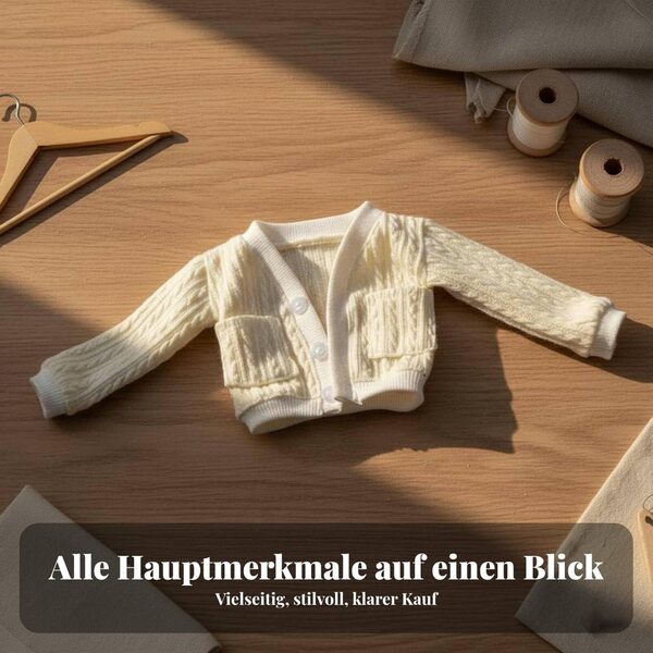 Cardigan Unisex per Bambole BJD 45cm in Tessuto Morbido Beige - Stile Versatile