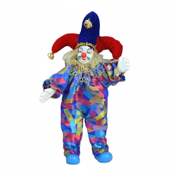 Figurina Clown Porcellana 25 cm Decorazione Halloween Tavolo Gioco