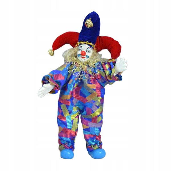 Figurina Clown Porcellana 25 cm Decorazione Halloween Tavolo Gioco