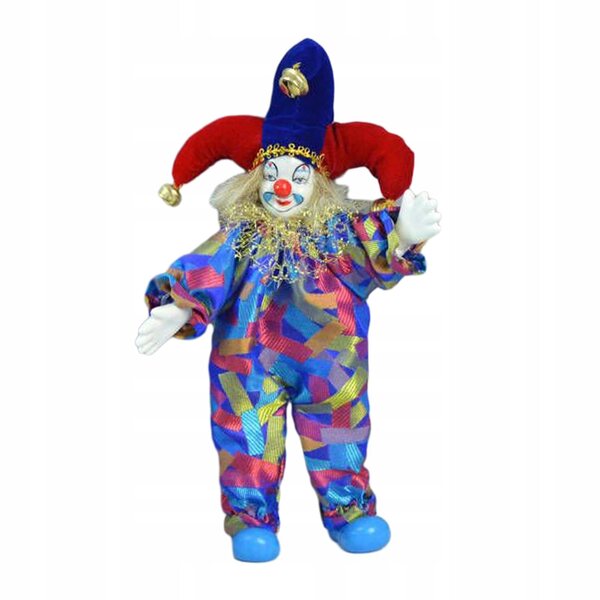 Figurina Clown Porcellana 25 cm Decorazione Halloween Tavolo Gioco