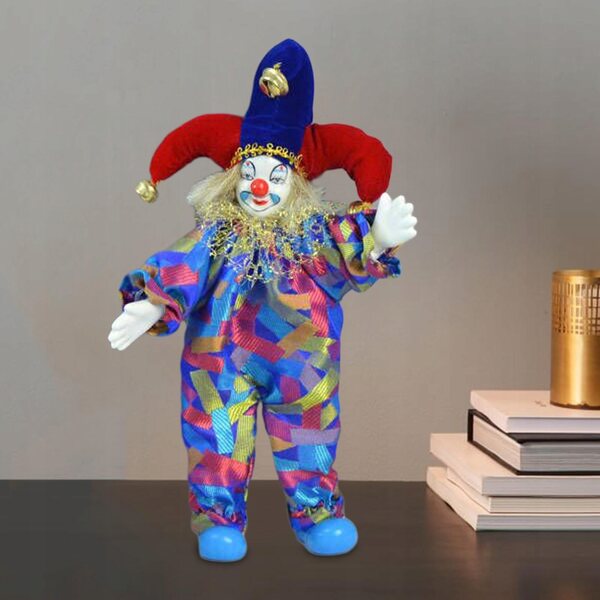 Figurina Clown Porcellana 25 cm Decorazione Halloween Tavolo Gioco
