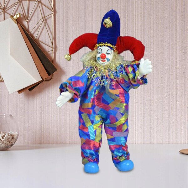 Figurina Clown Porcellana 25 cm Decorazione Halloween Tavolo Gioco