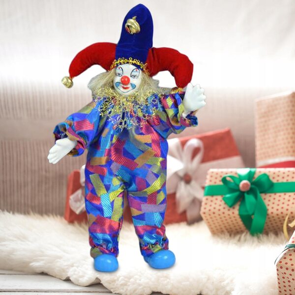 Figurina Clown Porcellana 25 cm Decorazione Halloween Tavolo Gioco