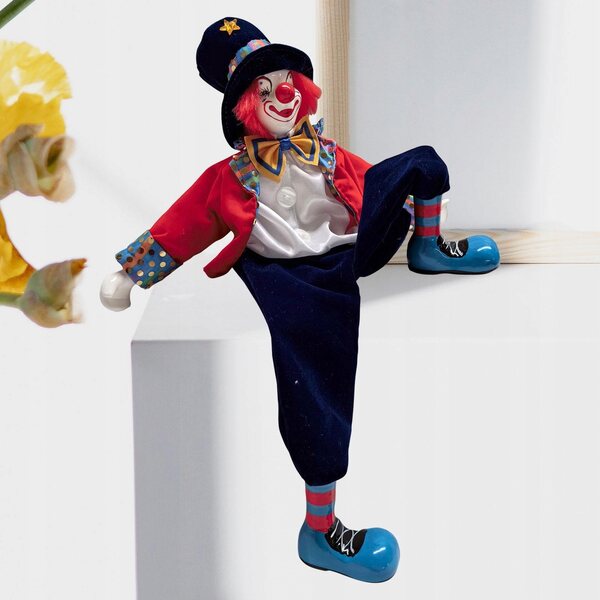 Dekorative Clownfigur 43 cm für Halloween und Wohndekoration