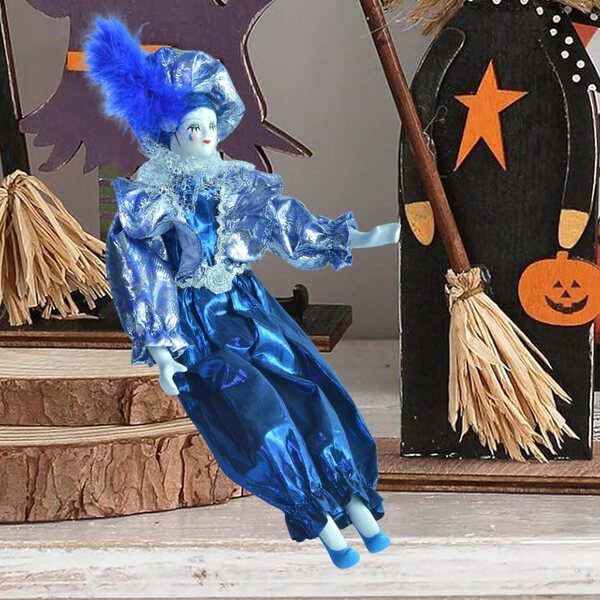 Porzellan-Clownpuppe 45 cm – Elegante Dekoration für Halloween und Sammlung
