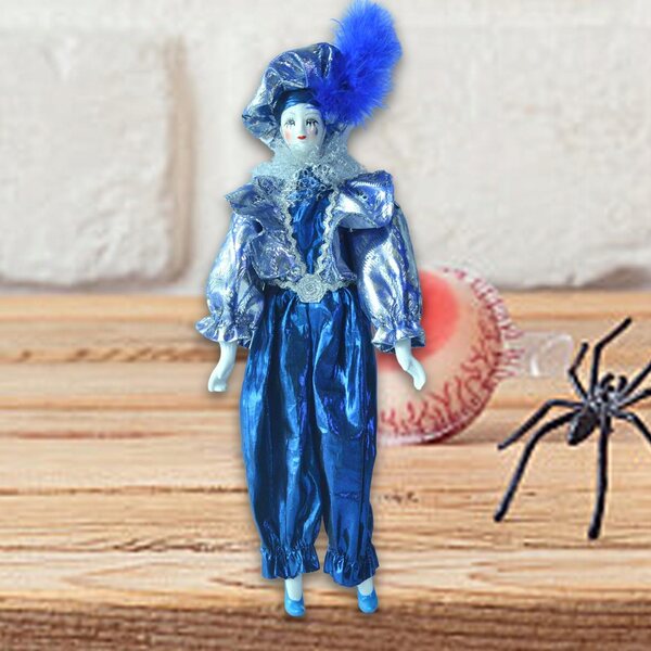 Porzellan-Clownpuppe 45 cm – Elegante Dekoration für Halloween und Sammlung