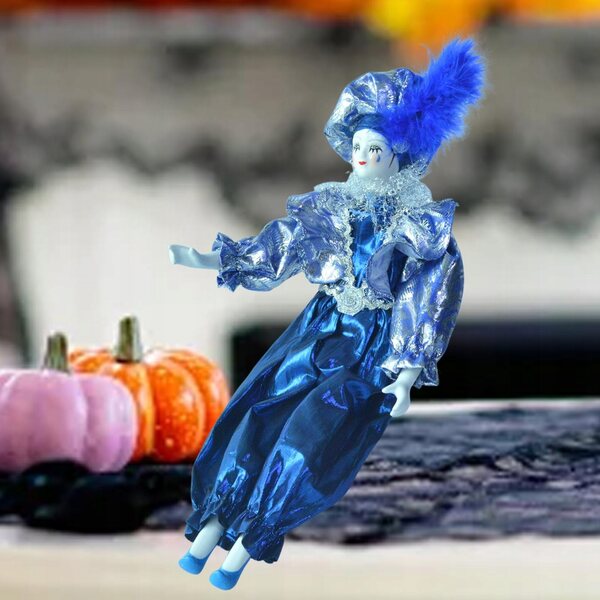 Porzellan-Clownpuppe 45 cm – Elegante Dekoration für Halloween und Sammlung