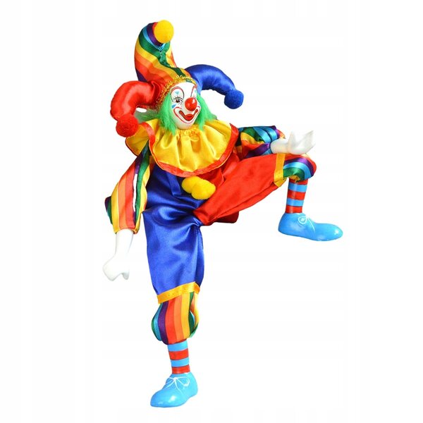 Einzigartige Harlekin-Clown-Algebra aus Keramik mit realistischen Details, 43 cm