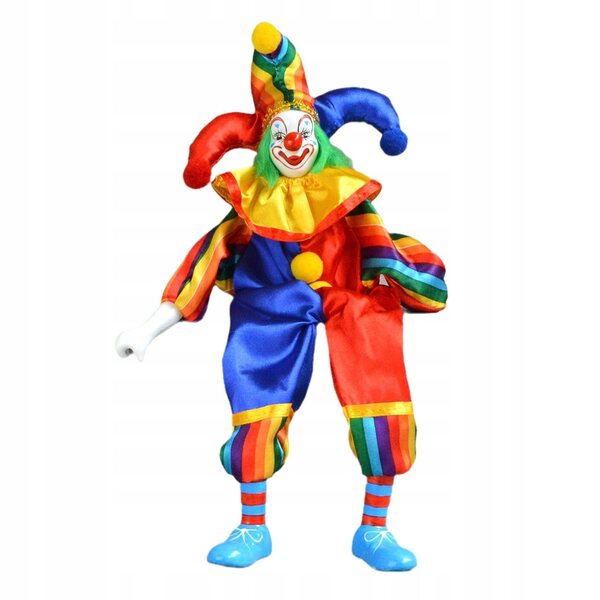 Einzigartige Harlekin-Clown-Algebra aus Keramik mit realistischen Details, 43 cm
