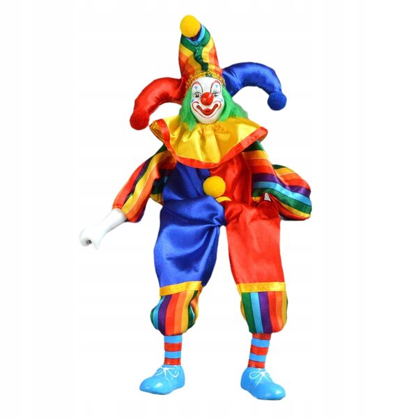 Einzigartige Harlekin-Clown-Algebra aus Keramik mit realistischen Details, 43 cm