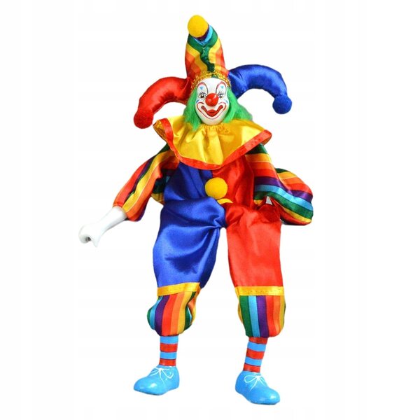 Einzigartige Harlekin-Clown-Algebra aus Keramik mit realistischen Details, 43 cm