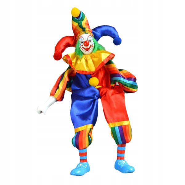 Einzigartige Harlekin-Clown-Algebra aus Keramik mit realistischen Details, 43 cm