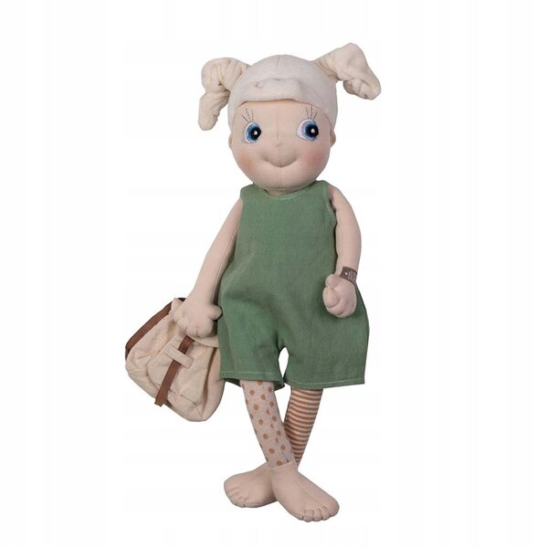 Ubranka EcoBuds für Rubens Barn Puppen-Frühlingsset mit beigem Overall und Rucksack
