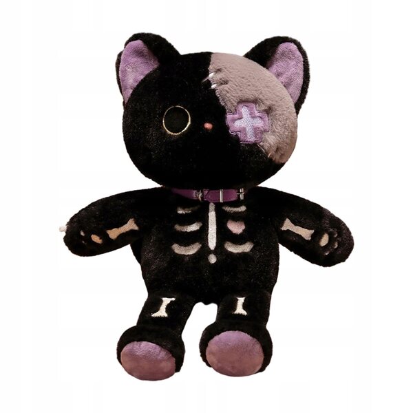 Peluche scheletro gatto 39 cm morbido decorativo per casa e regalo originale