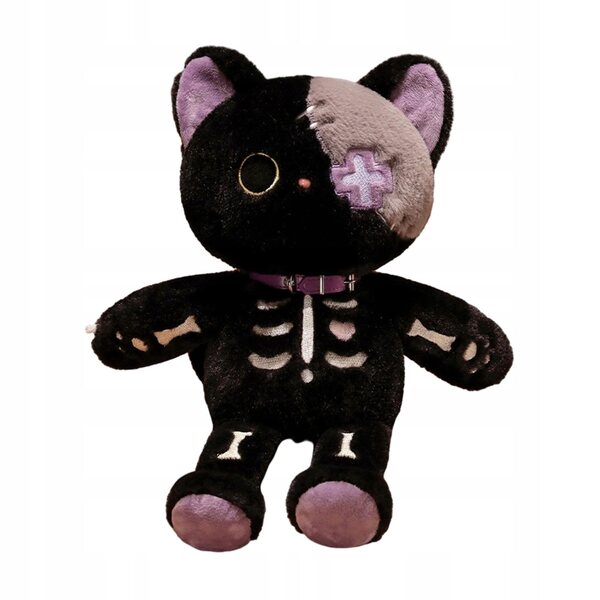 Peluche scheletro gatto 39 cm morbido decorativo per casa e regalo originale