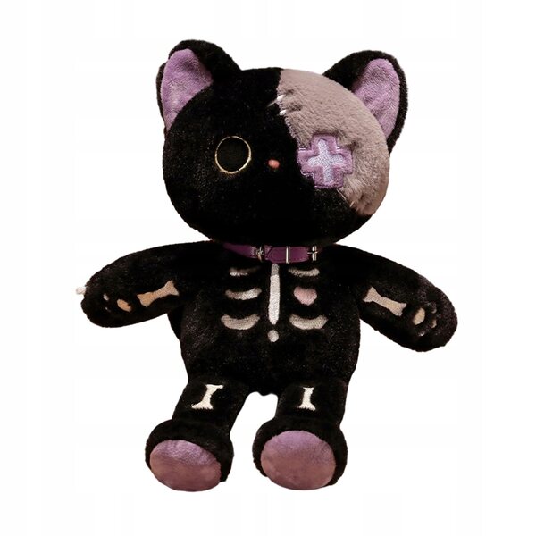 Peluche scheletro gatto 39 cm morbido decorativo per casa e regalo originale