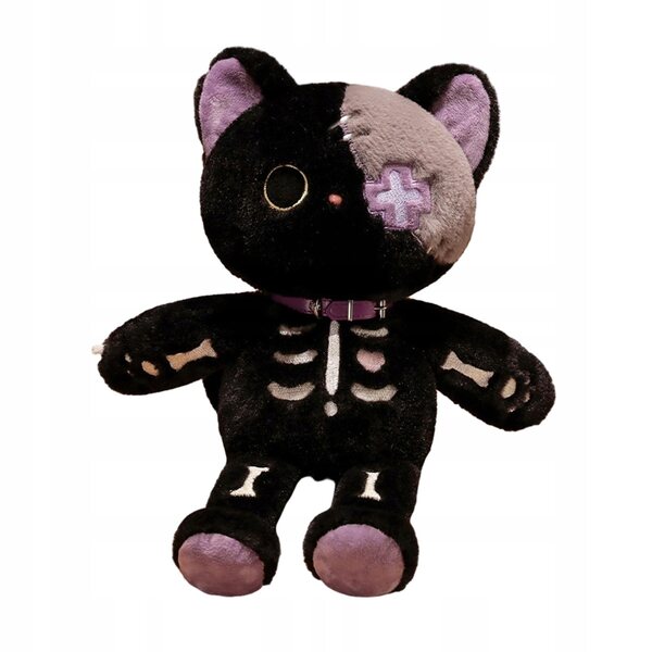 Peluche scheletro gatto 39 cm morbido decorativo per casa e regalo originale