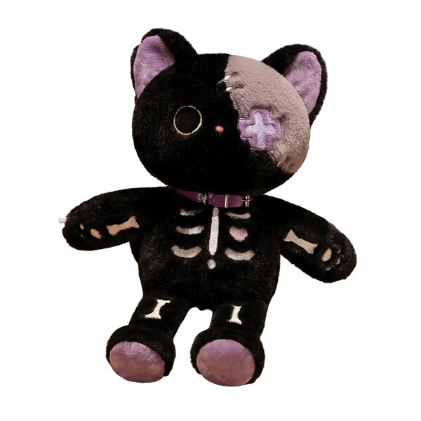 Peluche scheletro gatto 39 cm morbido decorativo per casa e regalo originale