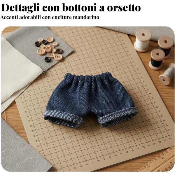 Salopette Jeans e Shorts Nero per Bambole 14 cm - Abiti Morbidi MotiveTech