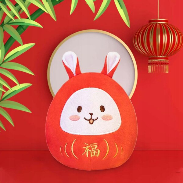 Dekoratives Kaninchen-Plüschtier, 28 cm, Rot, Chinesisches Mondjahr 2023