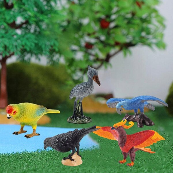 Set mit 5 pädagogisch realistischen PVC-Vogelmodellen für Kinder