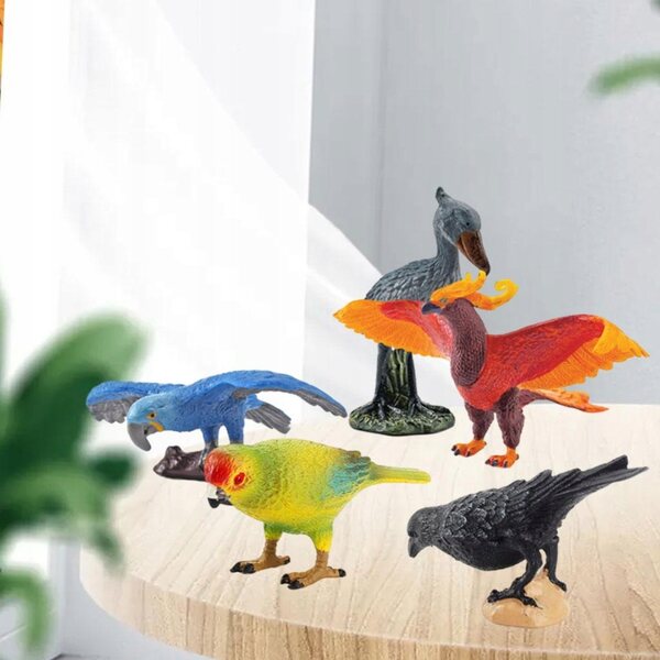Set mit 5 pädagogisch realistischen PVC-Vogelmodellen für Kinder