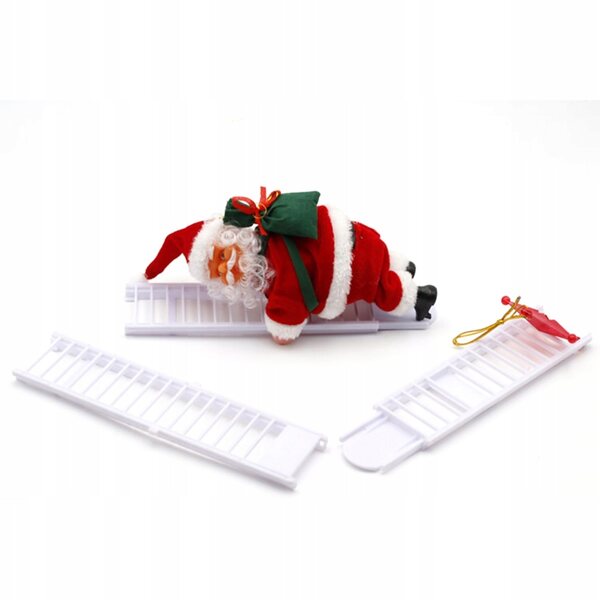 Decorazione natalizia elettrica Babbo Natale che sale la scala in PVC e peluche