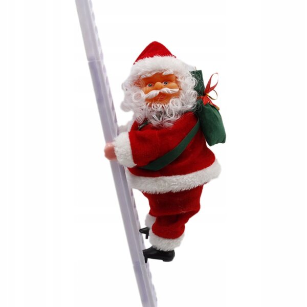 Decorazione natalizia elettrica Babbo Natale che sale la scala in PVC e peluche
