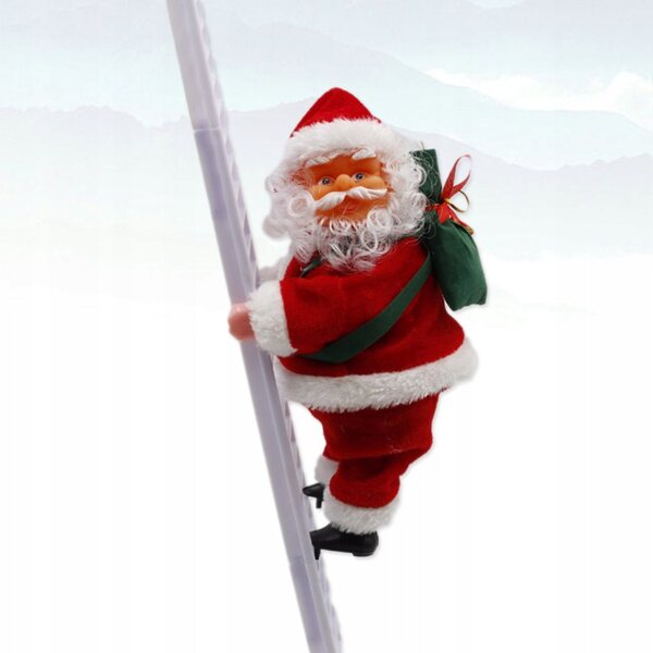 Decorazione natalizia elettrica Babbo Natale che sale la scala in PVC e peluche