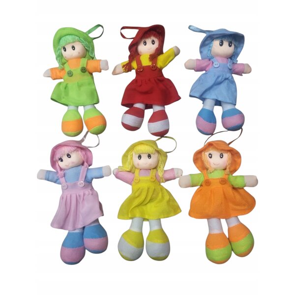 Morbida bambola di pezza colorata, 20 cm, con ciondolo, sicura per i bambini