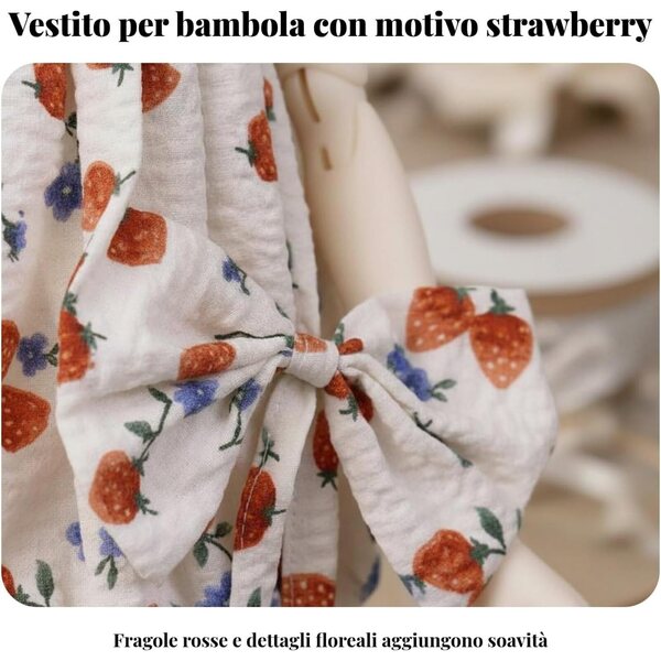 predolo Abito Principessa Fragole per Bambola BJD 30-60 cm, Vestito con Fiocchi Arancione