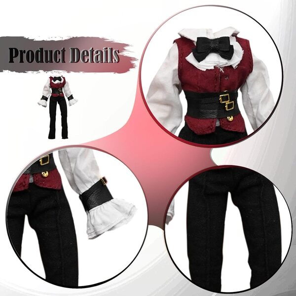 Abito Vintage 1:12 per Action Figure con Camicia, Gilet e Pantaloni Retrò Eleganti