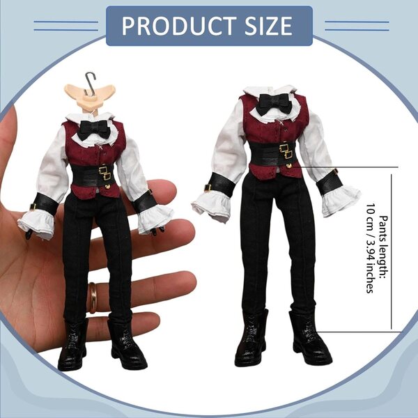 Abito Vintage 1:12 per Action Figure con Camicia, Gilet e Pantaloni Retrò Eleganti
