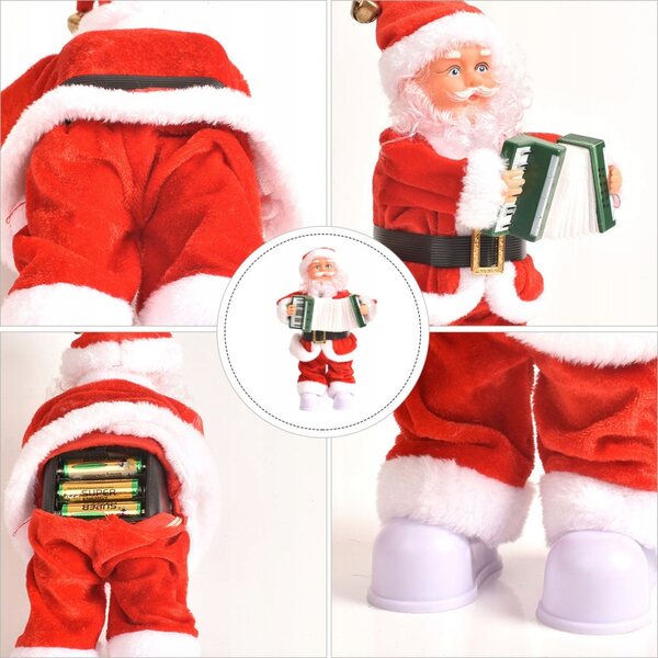 Elektrischer Weihnachtsmann, rot, Weihnachtsdekoration, 30 x 13 cm, für Kinder und Zuhause