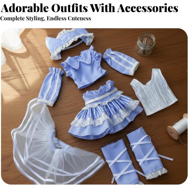 Lolita-Outfit für 1/6 BJD-Puppen – weiches und langlebiges blaues Sweatshirt-Kleid