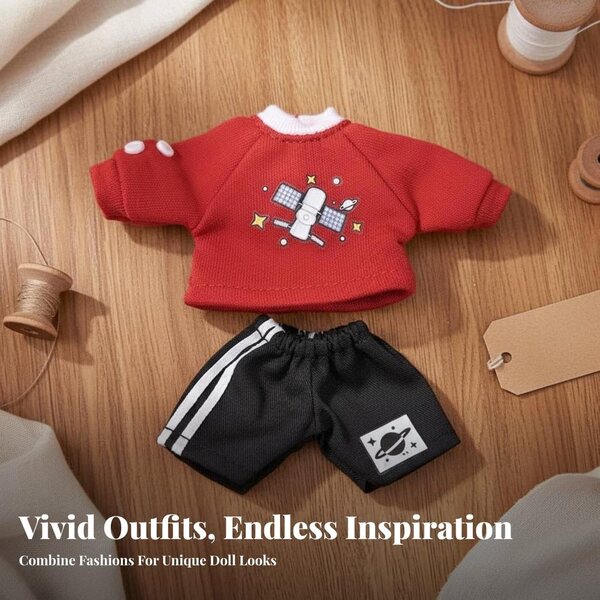 Set Felpa Rosso per Bambole OB11 e BJD 1/12 - Abbigliamento Morbido e Adorabile