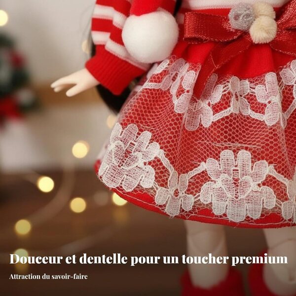 Costume Natale Bambola 30 cm - Abito Festivo Rosso con Cappello e Stivali