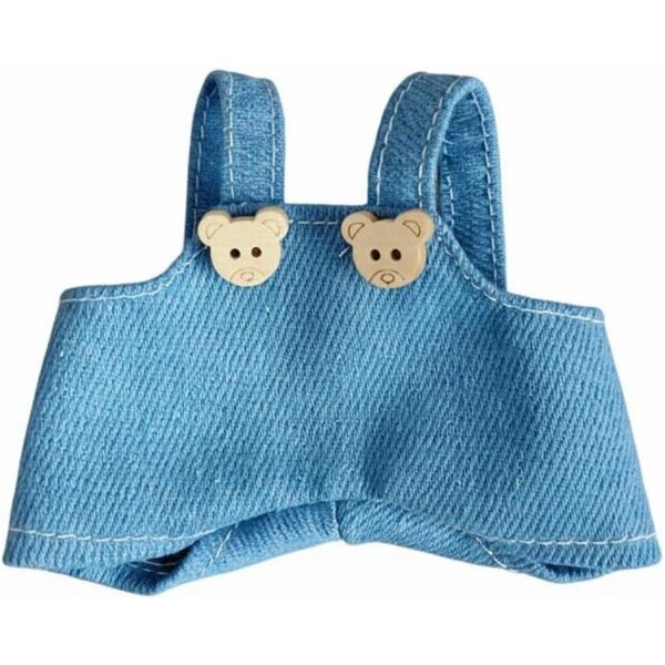 Hellblauer Jeans-Overall für 10 cm Puppe – handgefertigtes Miniaturkleid