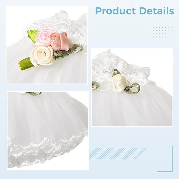 Vestito da bambola bianco da sposa floreale con fermaglio, 10 cm