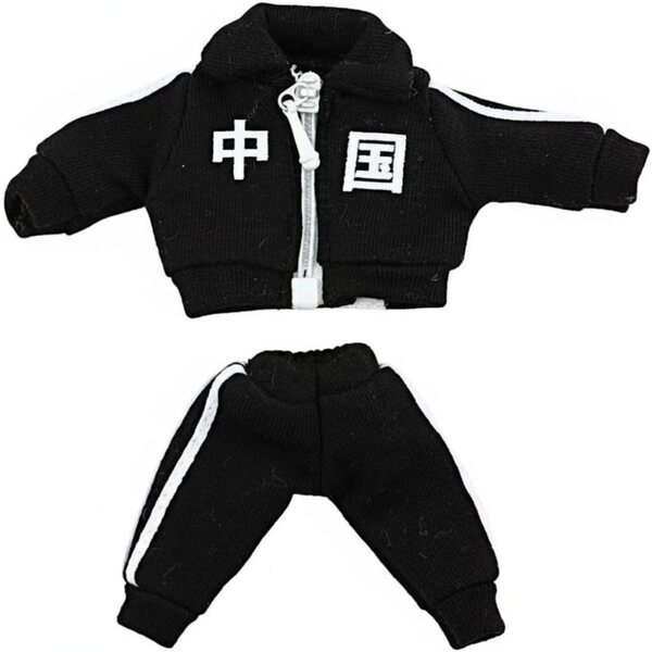 Completo Sportivo per Bambola OB11 Predolo, Tuta con Cerniera e Pantaloni Neri 1/12
