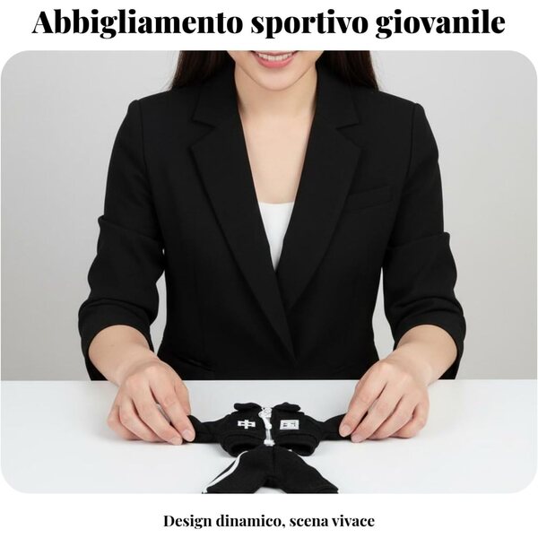 Completo Sportivo per Bambola OB11 Predolo, Tuta con Cerniera e Pantaloni Neri 1/12