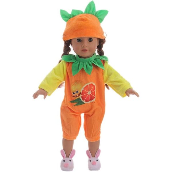 Pigiama per bambole da 18 pollici con cappellino e motivo animali e frutta in cotone