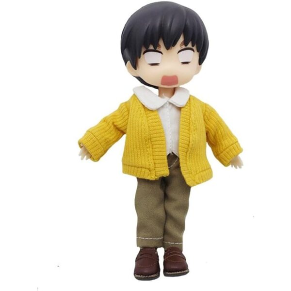 Cardigan lavorato a maglia giallo per bambole OB11 BJD 1/12 abbigliamento casual